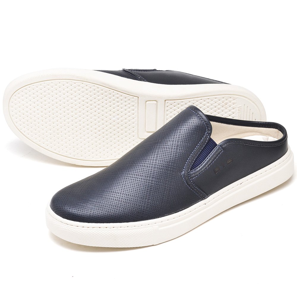 Mule Tenis de Couro Masculino Iate Marinho Clube do Sapato de Franca Azul Marinho 2