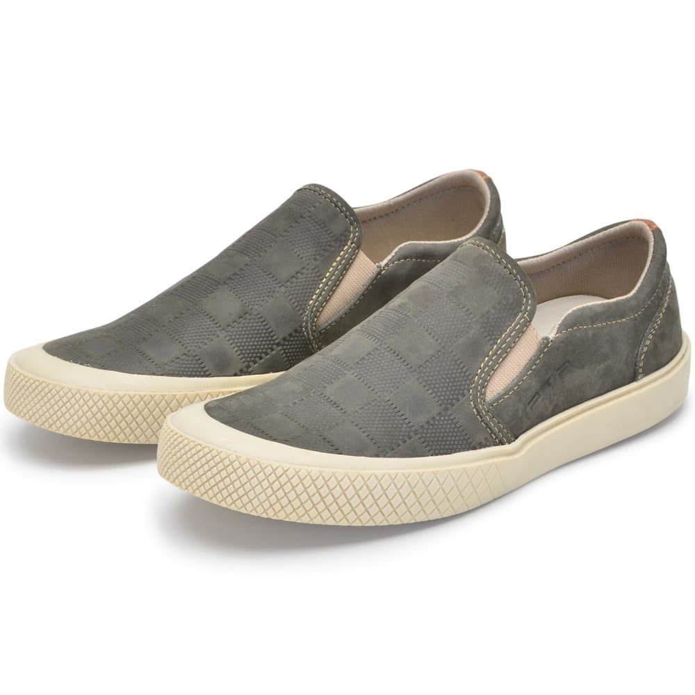 Tenis Sem Cadarço Couro Nautico Verde Clube do Sapato de Franca Cinza 2