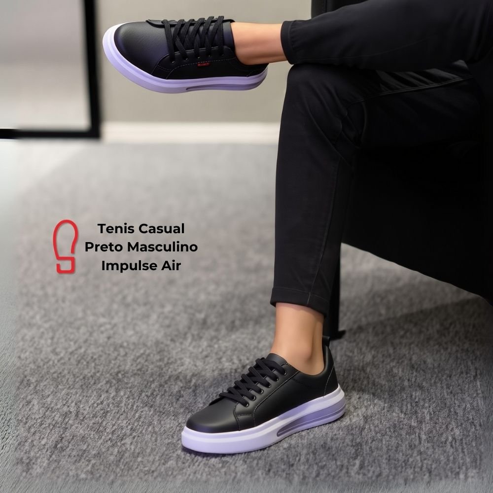 Tênis Casual Preto Masculino Impulse Air Clube do Sapato de Franca Preto 7