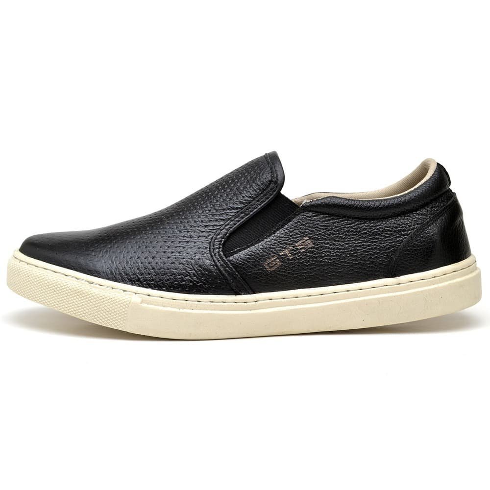 Slip On Masculino Maritimo Preto de Couro Clube do Sapato de Franca Preto 2