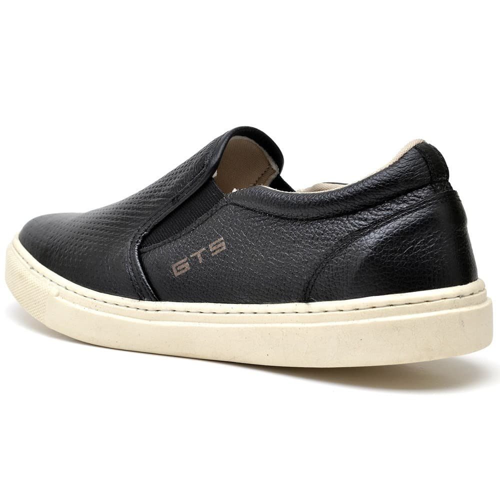 Slip On Masculino Maritimo Preto de Couro Clube do Sapato de Franca Preto 3