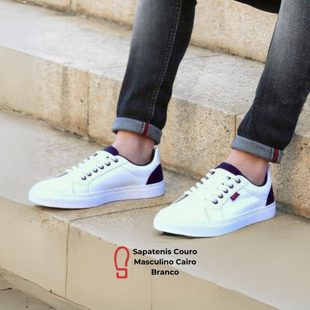 Sapatenis Couro Masculino Cairo Branco | Clube do Sapato de Franca Branco 7