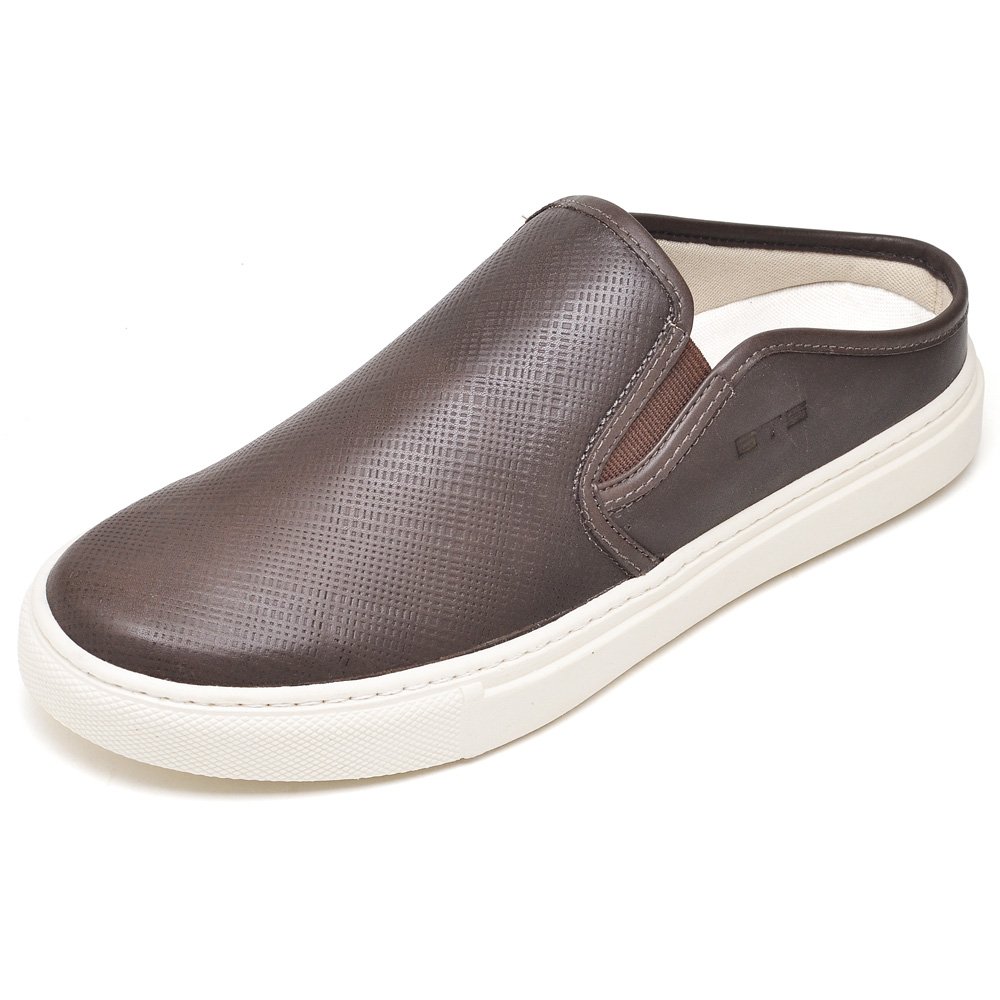 Tênis Mule Masculino de Couro Iate Café Clube do Sapato de Franca