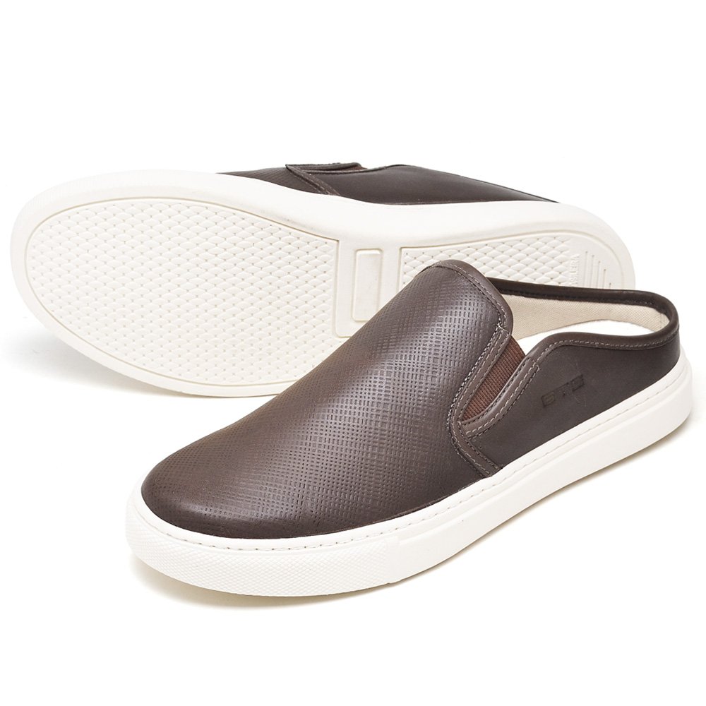 Tênis Mule Masculino de Couro Iate Café Clube do Sapato de Franca Marrom 2