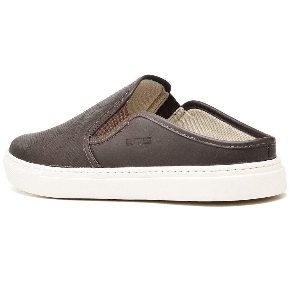 Tênis Mule Masculino de Couro Iate Café Clube do Sapato de Franca Marrom 3