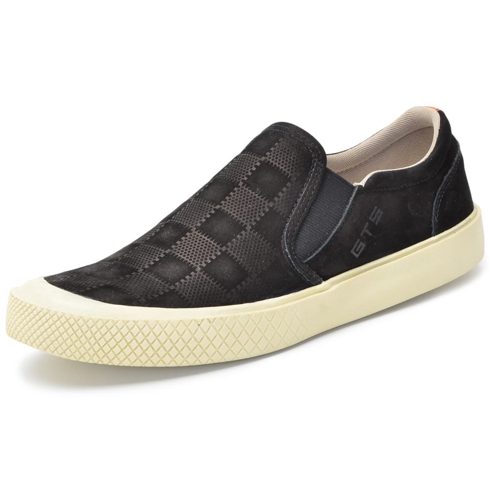 Sapato Slip On Masculino Couro Nautico Preto Clube do Sapato de Franca