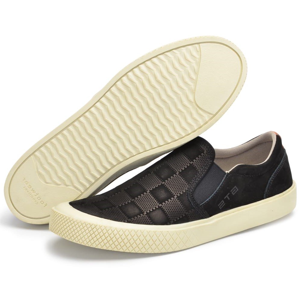 Sapato Slip On Masculino Couro Nautico Preto Clube do Sapato de Franca Preto 4