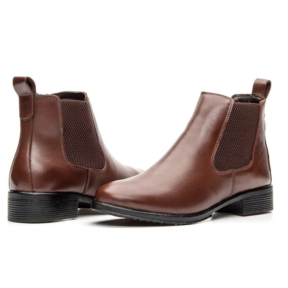 Bota de Couro Feminina Chelsea Cano Curto Peccato Clube do Sapato de Franca RN Faze Marrom Marrom 3