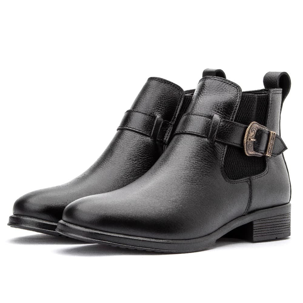 Bota Cano Curto de Couro Feminina Clube do Sapato de Franca Peccato RN 7391 Preta