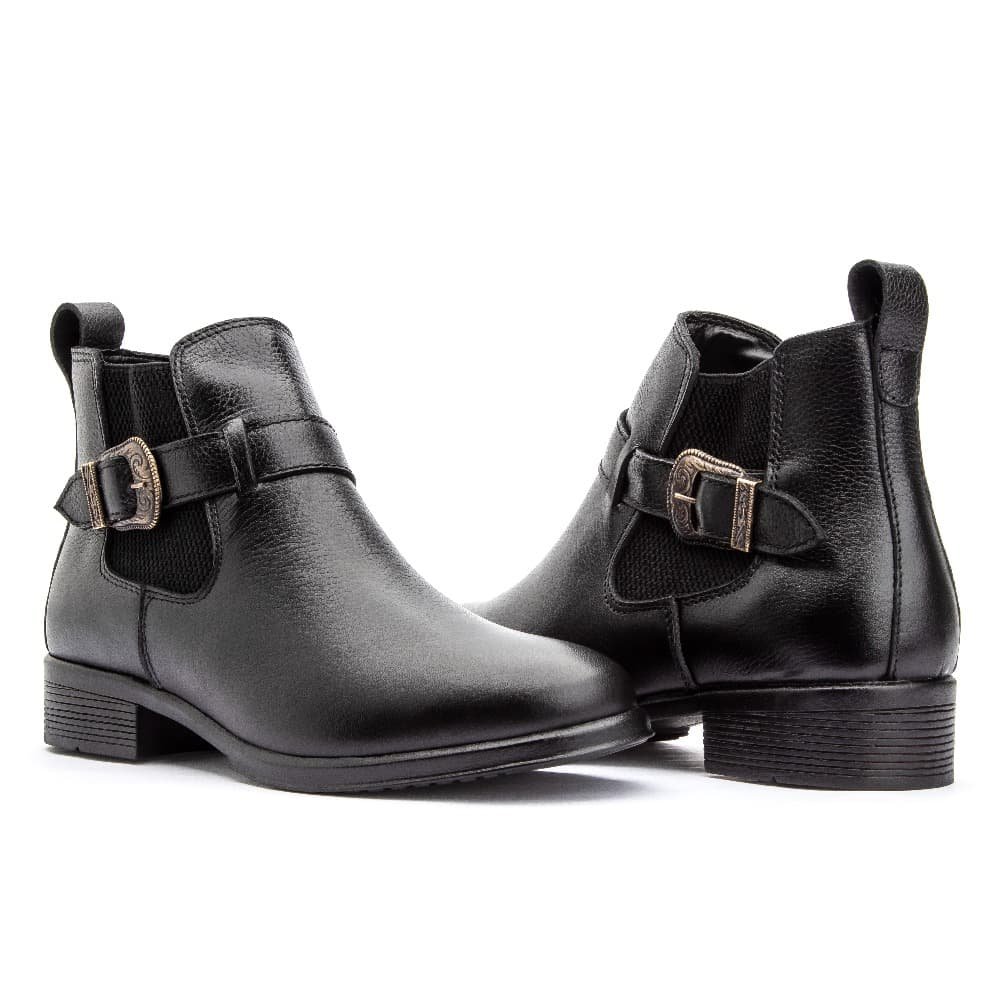 Bota Cano Curto de Couro Feminina Clube do Sapato de Franca Peccato RN 7391 Preta Preto 3