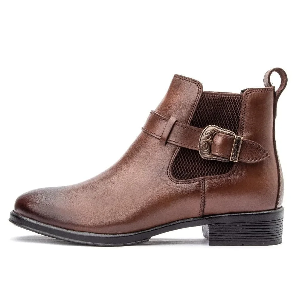 Bota Cano Curto de Couro Feminina Clube do Sapato de Franca Peccato RN 7391 Marrom Marrom 2