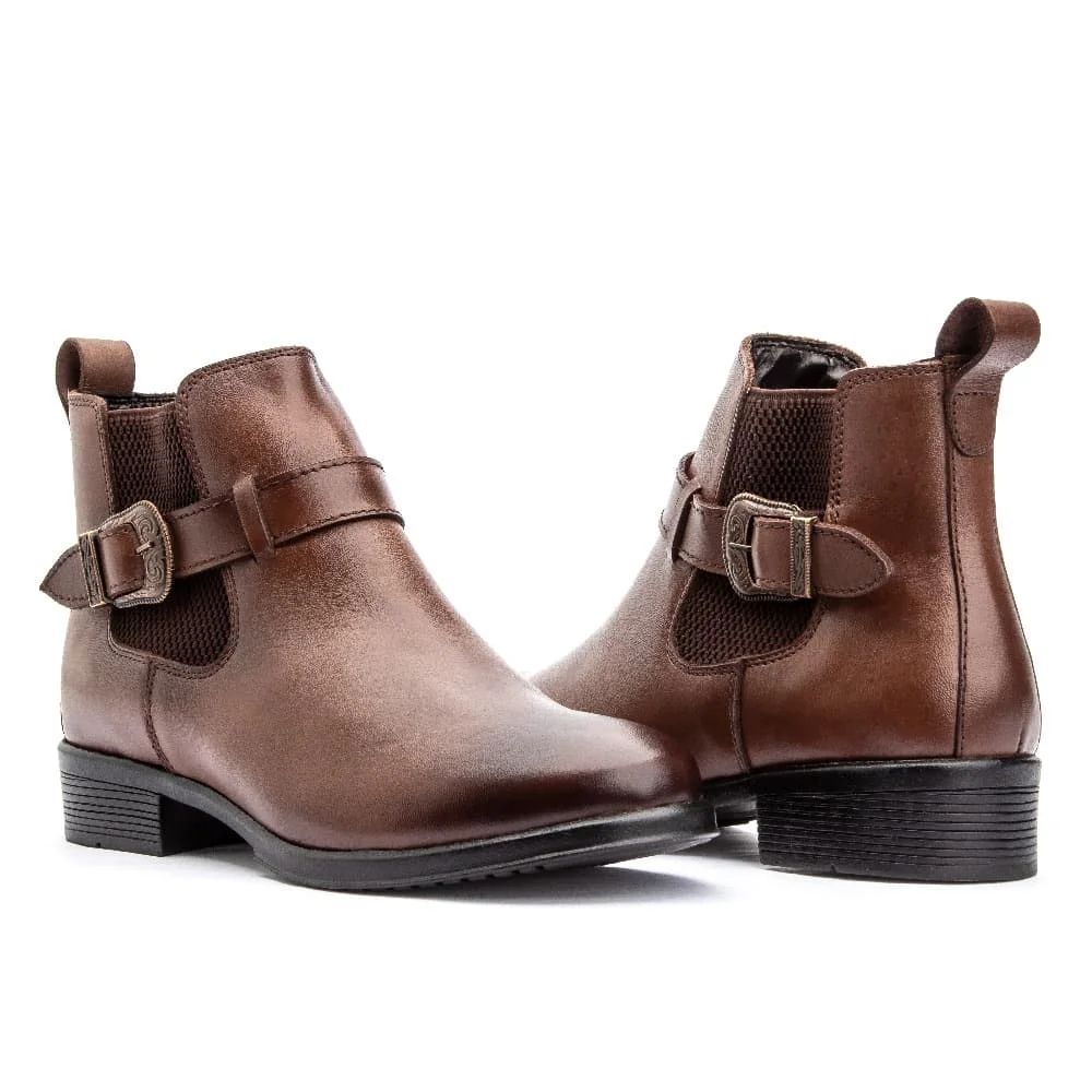 Bota Cano Curto de Couro Feminina Clube do Sapato de Franca Peccato RN 7391 Marrom Marrom 3