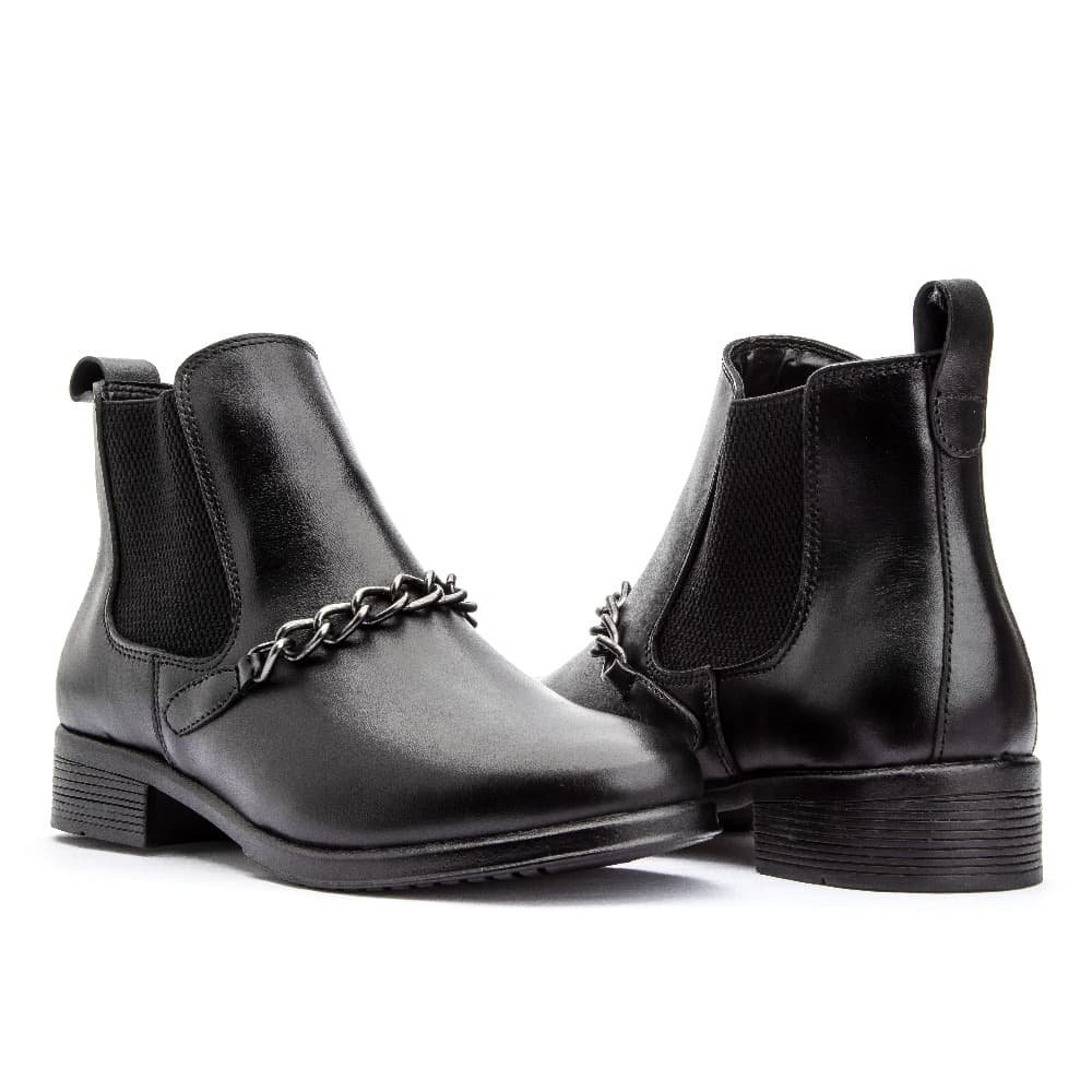 Bota Feminina Cano Curto de Couro Clube do Sapato de Franca Peccato RN 7392 Preta Preto 3