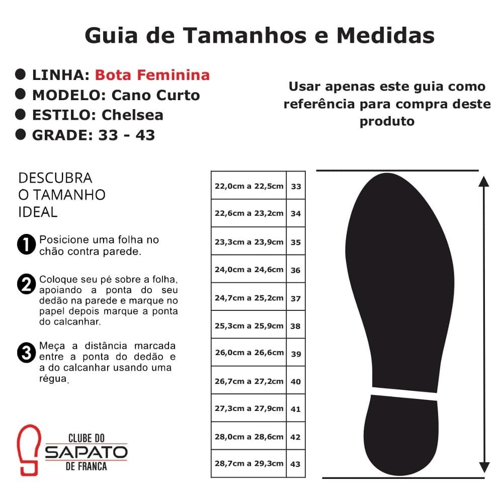 Bota Feminina Cano Curto de Couro Clube do Sapato de Franca Peccato RN 7392 Preta Preto 5