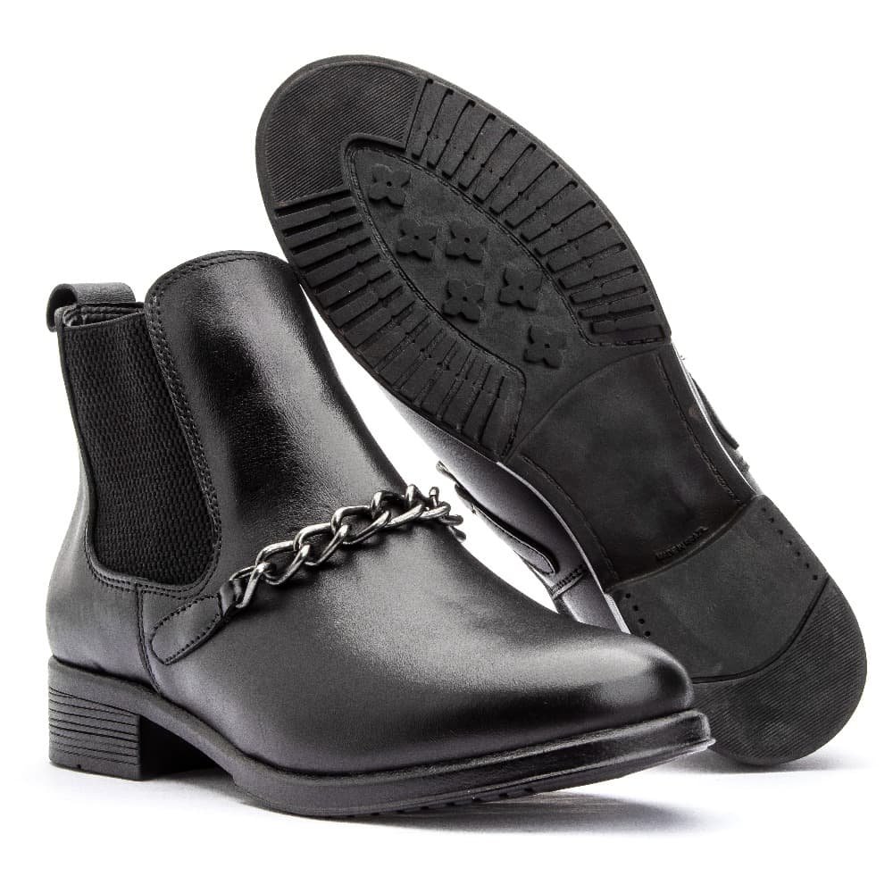 Bota Feminina Cano Curto de Couro Clube do Sapato de Franca Peccato RN 7392 Preta Preto 6