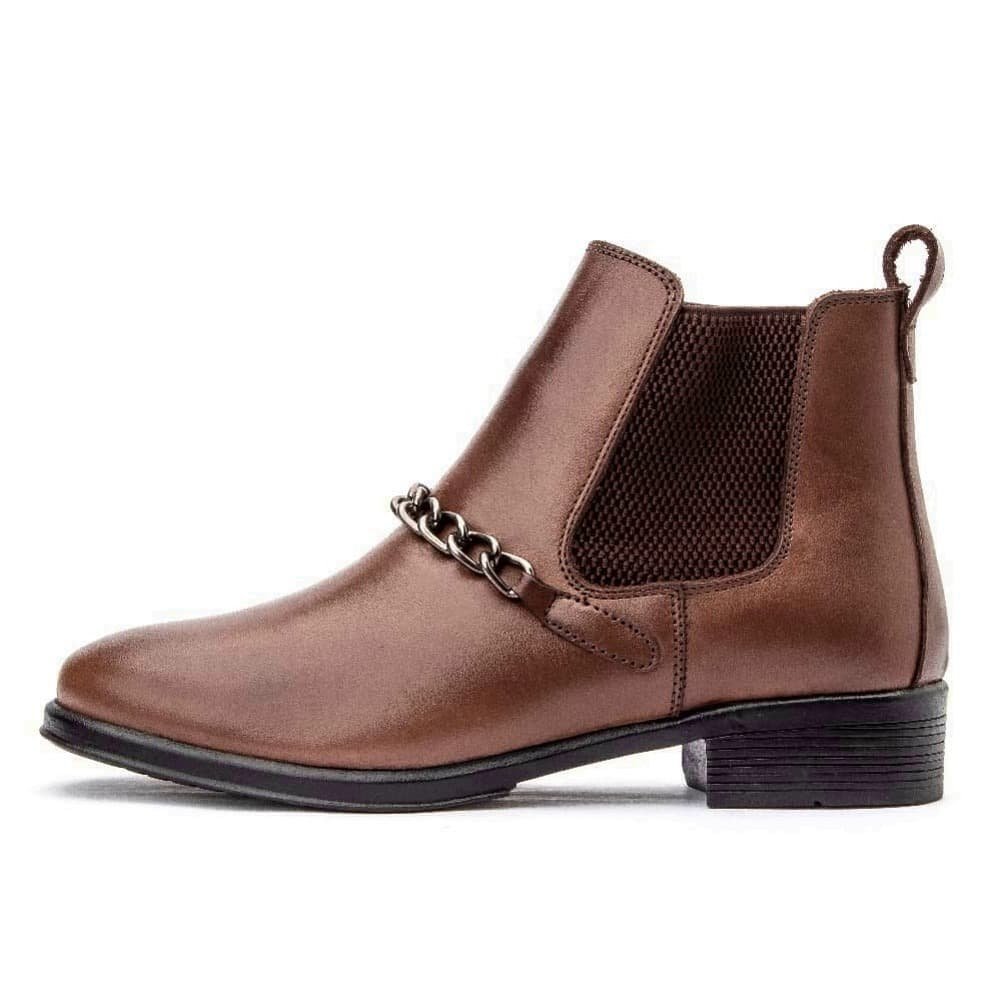 Bota Feminina Cano Curto de Couro Clube do Sapato de Franca Peccato RN 7392 Marrom Marrom 4
