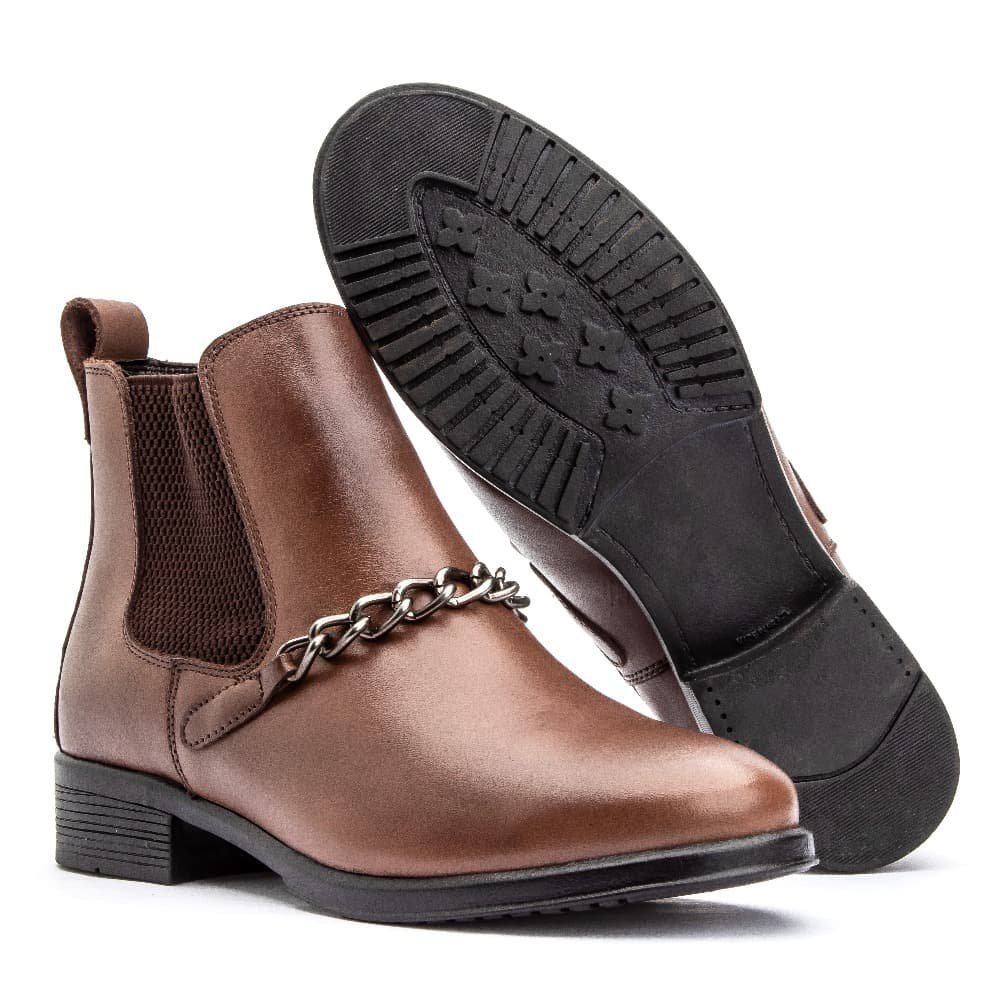 Bota Feminina Cano Curto de Couro Clube do Sapato de Franca Peccato RN 7392 Marrom Marrom 5