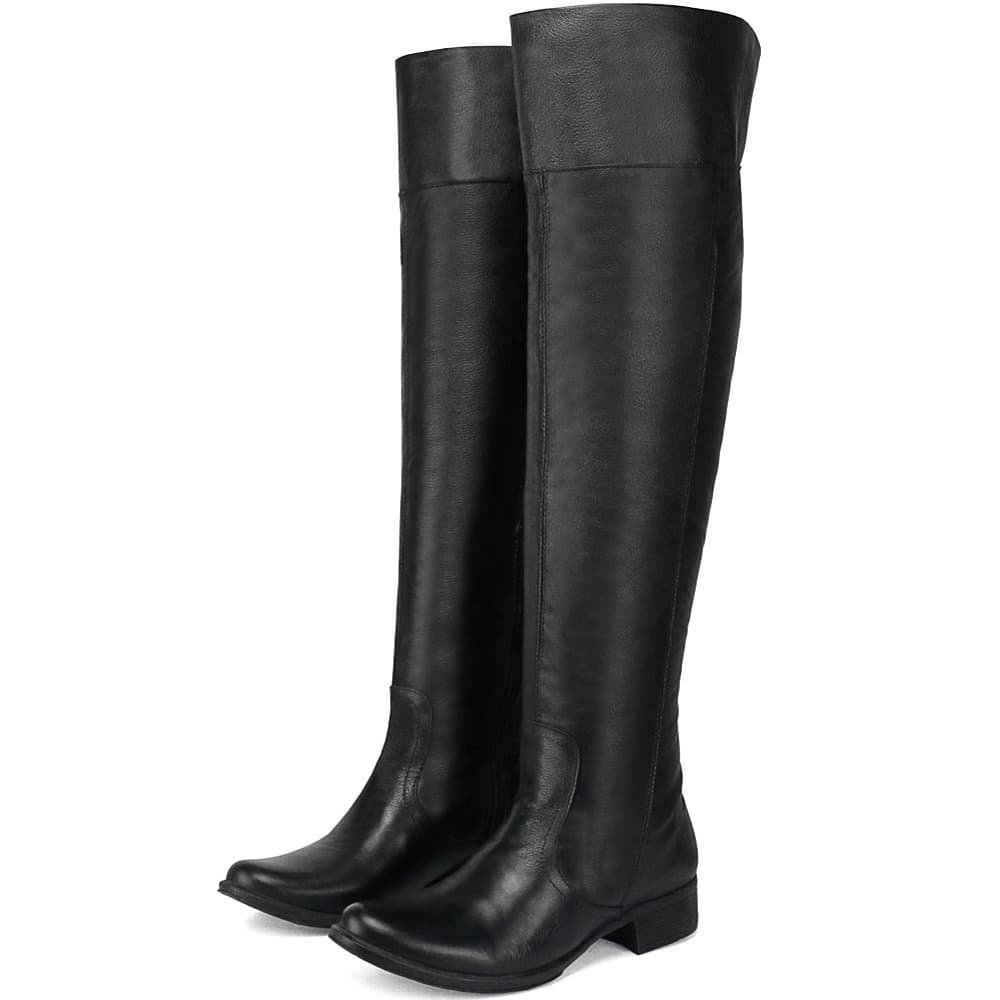 Bota Feminina Over The Knee Cano Alto Couro Peccato RN Ancara Preta Preto 2