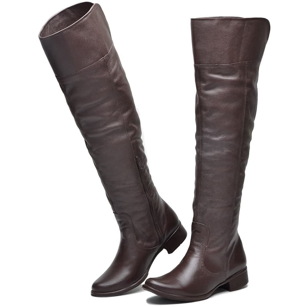 Bota Feminina Over The Knee Cano Alto Couro Peccato RN Ancara Café Café 3