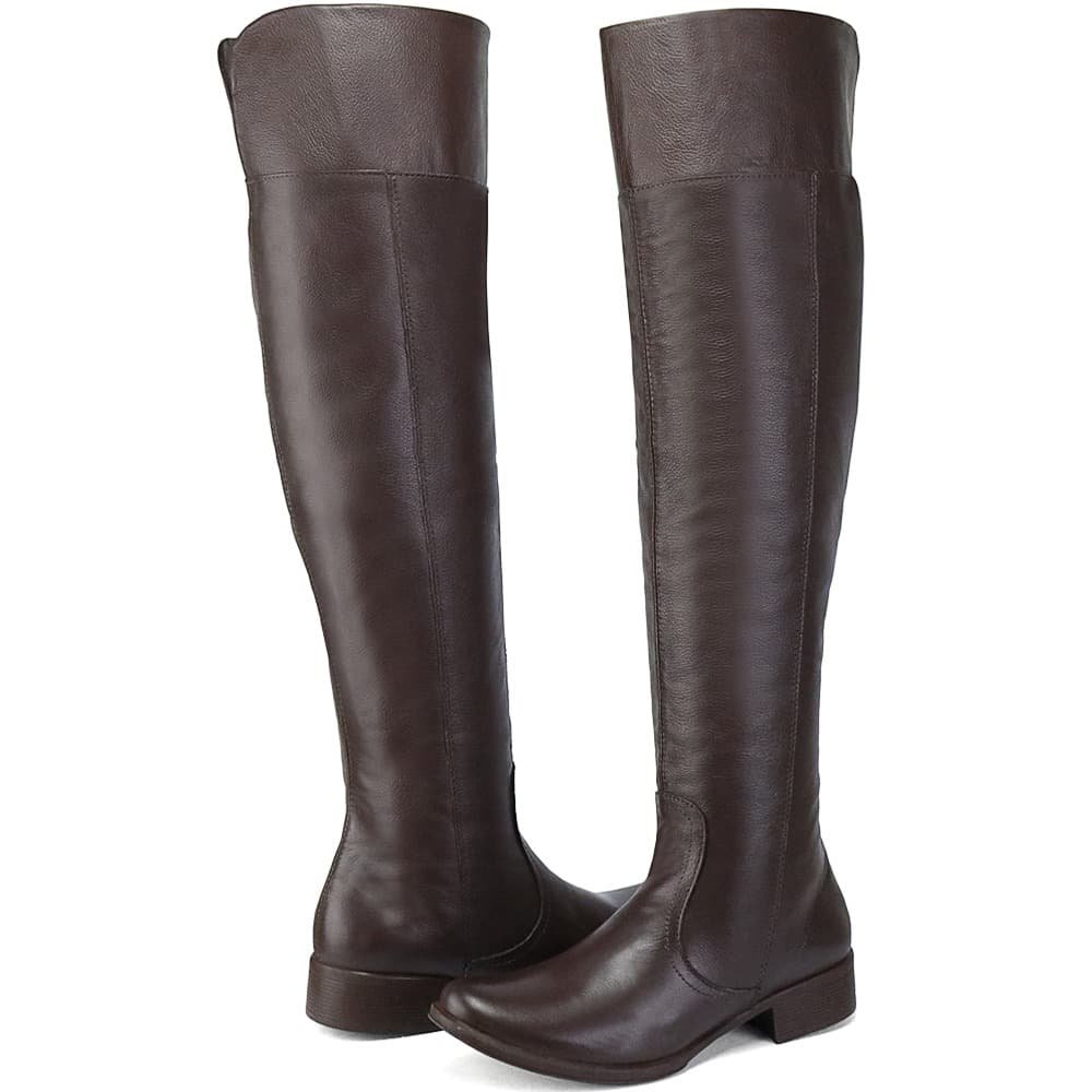 Bota Feminina Over The Knee Cano Alto Couro Peccato RN Ancara Café Café 4