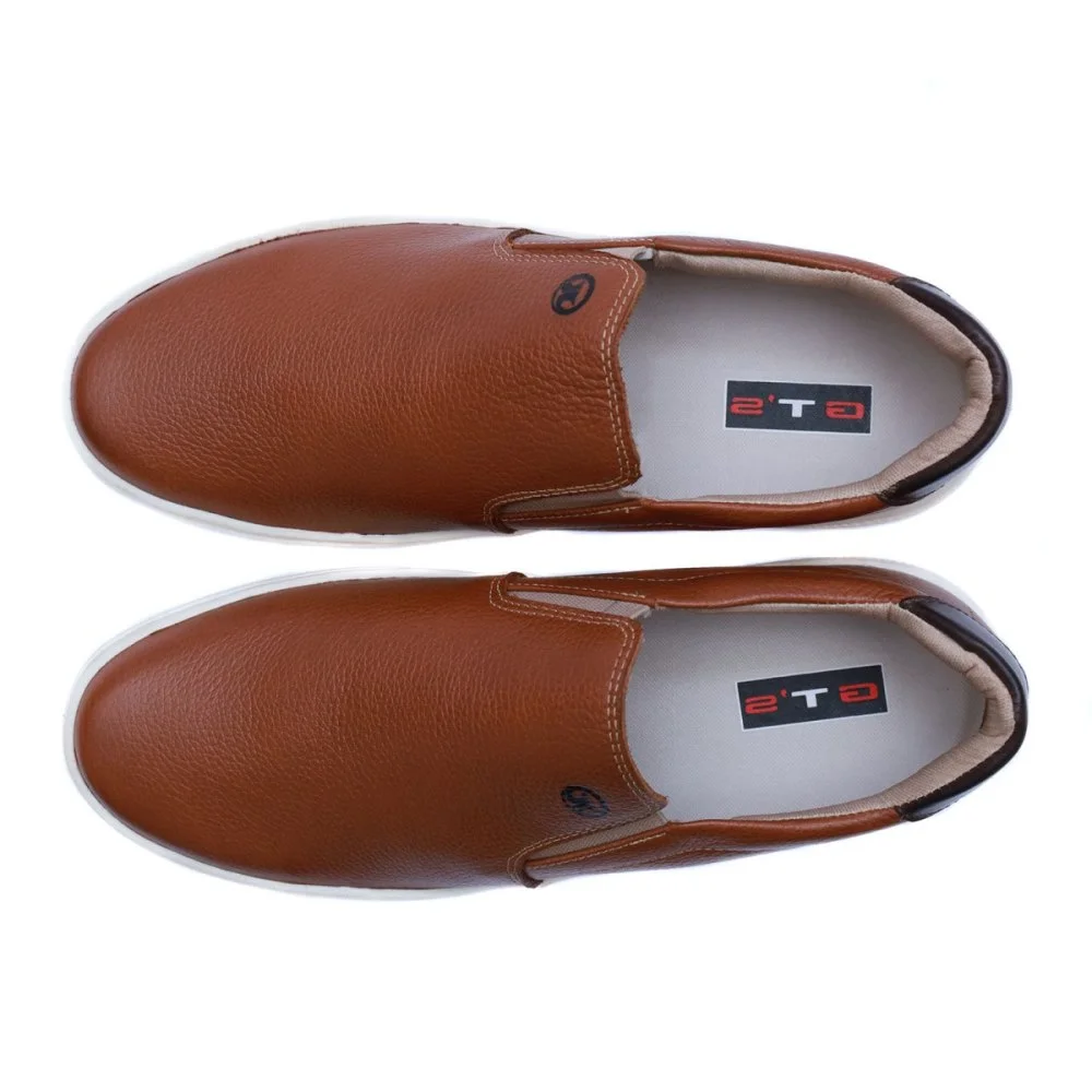 Tênis Slip On Masculino Couro Casual Clube do Sapato de Franca RN Strike Castor Marrom 3