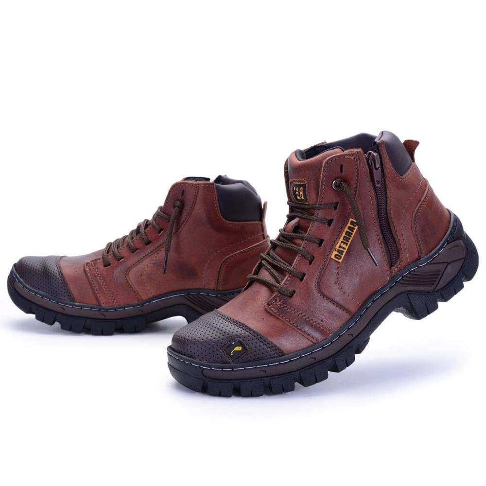Bota Coturno Adventure Masculina Clube do Sapato de Franca Pantanal Brasil RN Touring Marrom Marrom 2