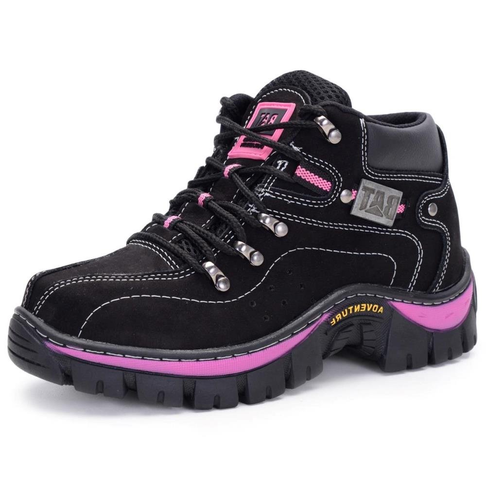 Bota Adventure Feminina Pantanal Brasil Clube do Sapato de Franca RN Keep Lady Preto/Rosa
