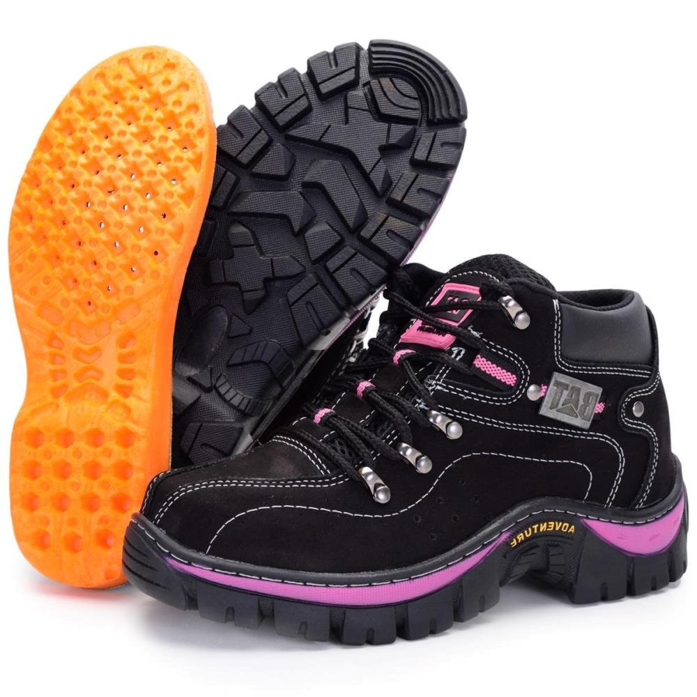 Bota Adventure Feminina Pantanal Brasil Clube do Sapato de Franca RN Keep Lady Preto/Rosa Preto/Rosa 5