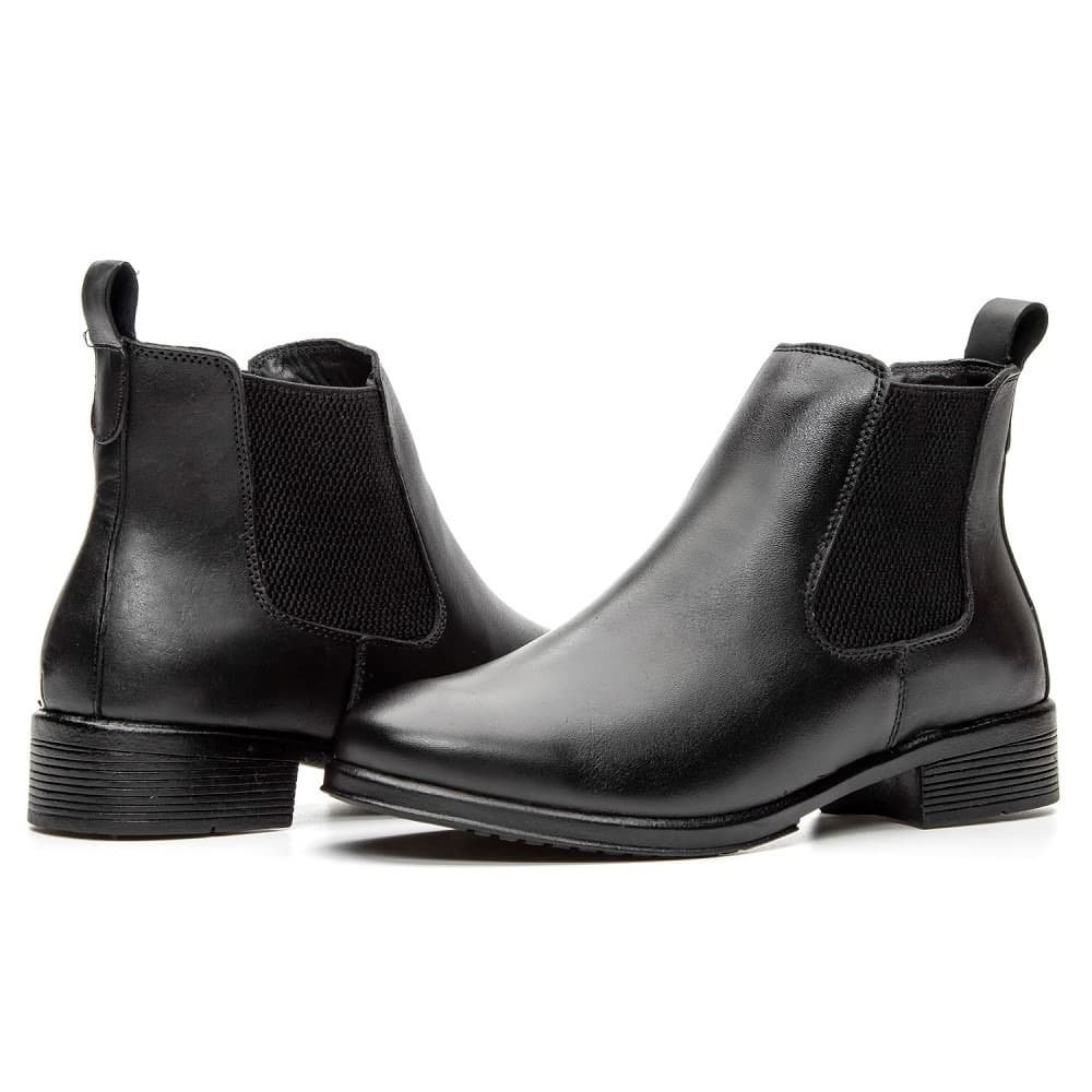 Bota de Couro Feminina Chelsea Cano Curto Peccato Clube do Sapato de Franca RN Faze Preta Preto 3