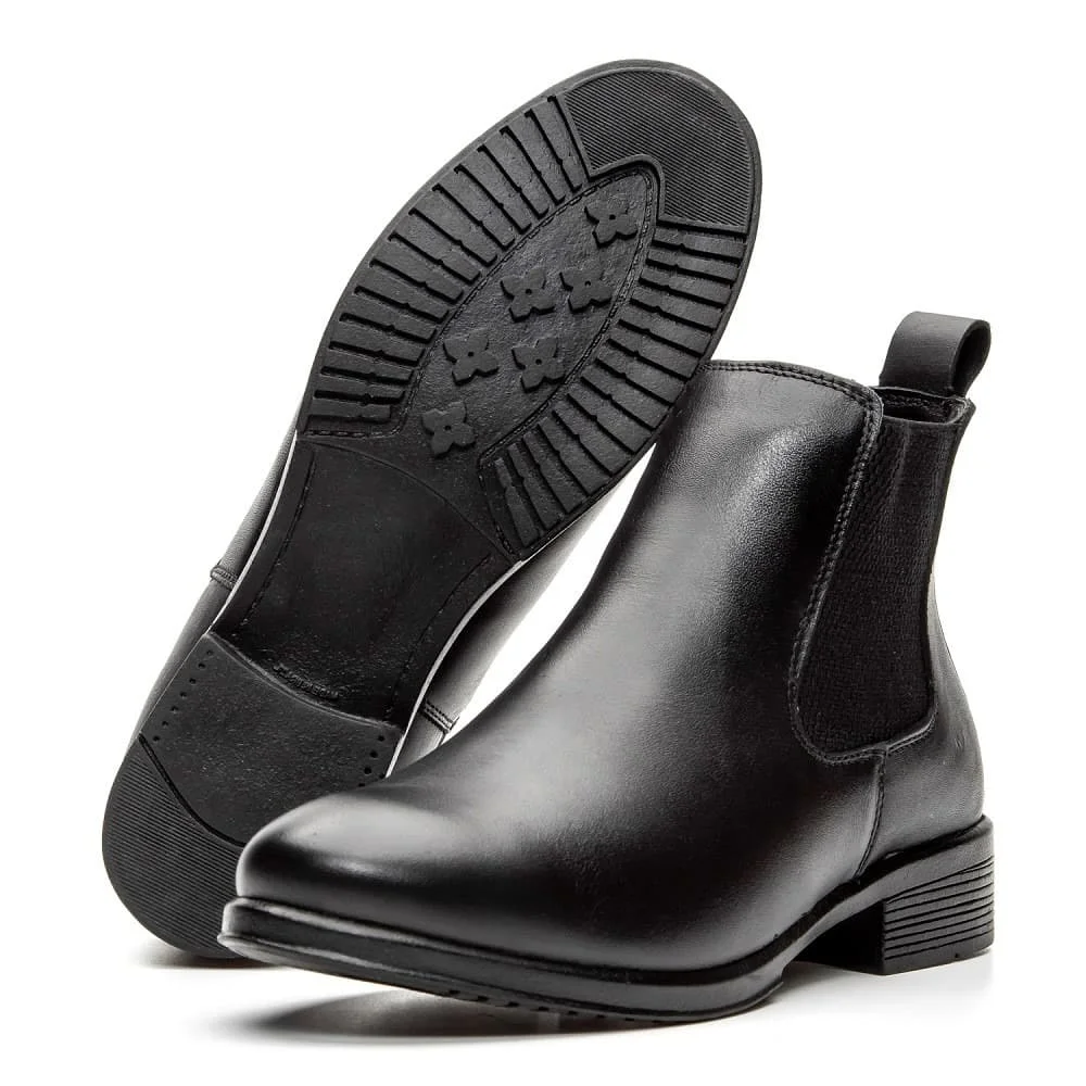 Bota de Couro Feminina Chelsea Cano Curto Peccato Clube do Sapato de Franca RN Faze Preta Preto 5