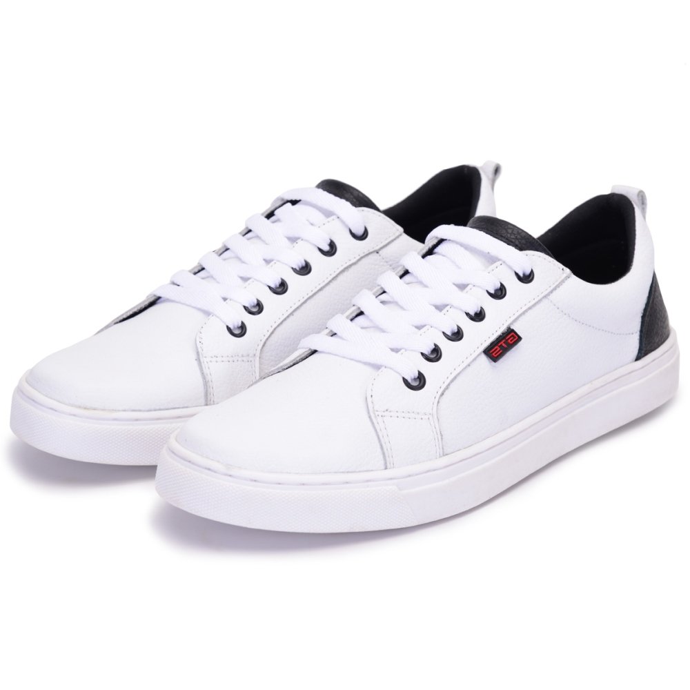 Sapatênis Masculino Casual de Couro Clube do Sapato de Franca RN Cairo Branco Branco 3