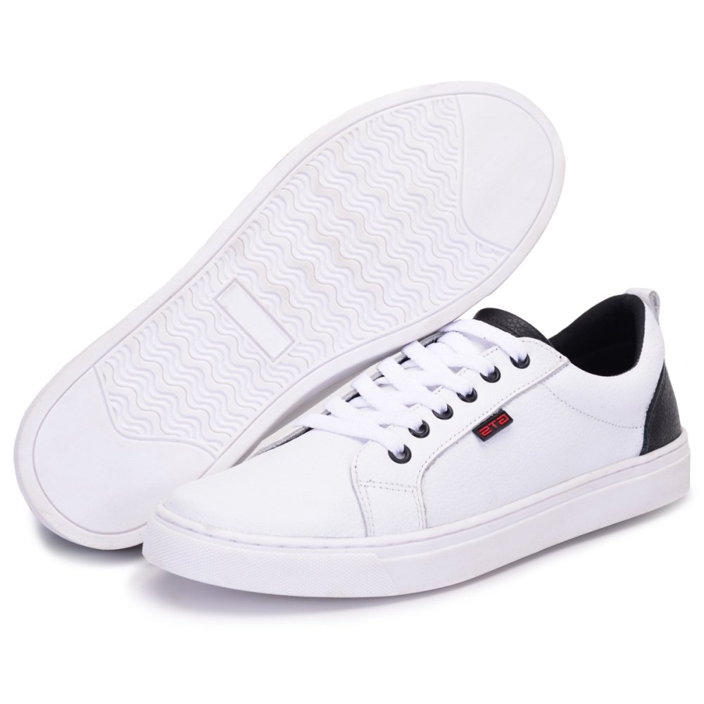 Sapatênis Masculino Casual de Couro Clube do Sapato de Franca RN Cairo Branco Branco 4