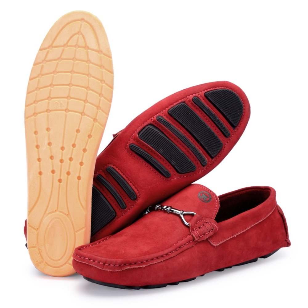 Mocassim Masculino de Couro Casua Clube do Sapato de Franca RN Enzo Vermelho Vermelho 5