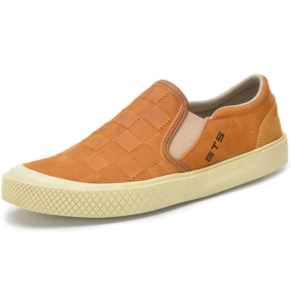 Tenis Masculino Slip On de Couro Sem Cadarço Clube do Sapato de Franca R RN Nautico