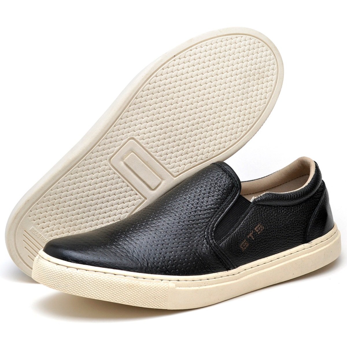 Slip On Masculino de Couro Leve e Confortável Clube do Sapato de Franca R RN Maritimo Preto 4