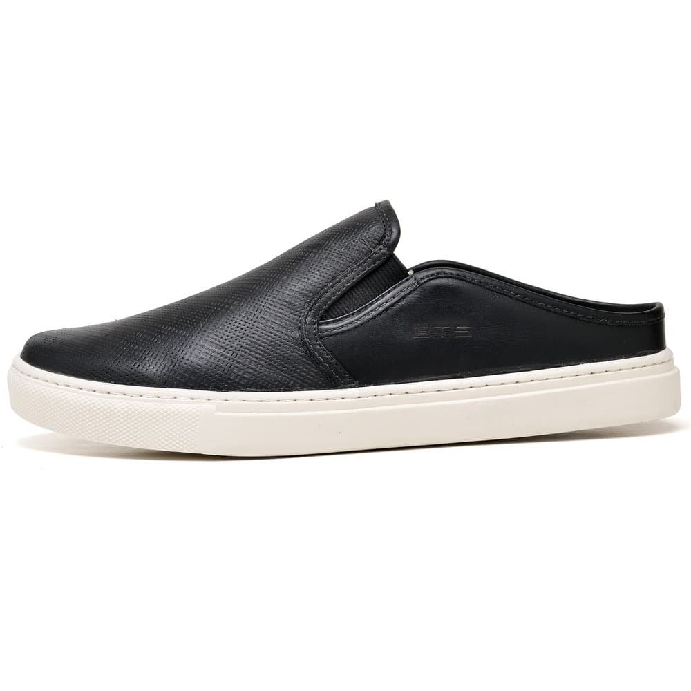 Tênis Mule Masculino de Couro Legitimo Casual Clube do Sapato de Franca R RN Iate Preto 2