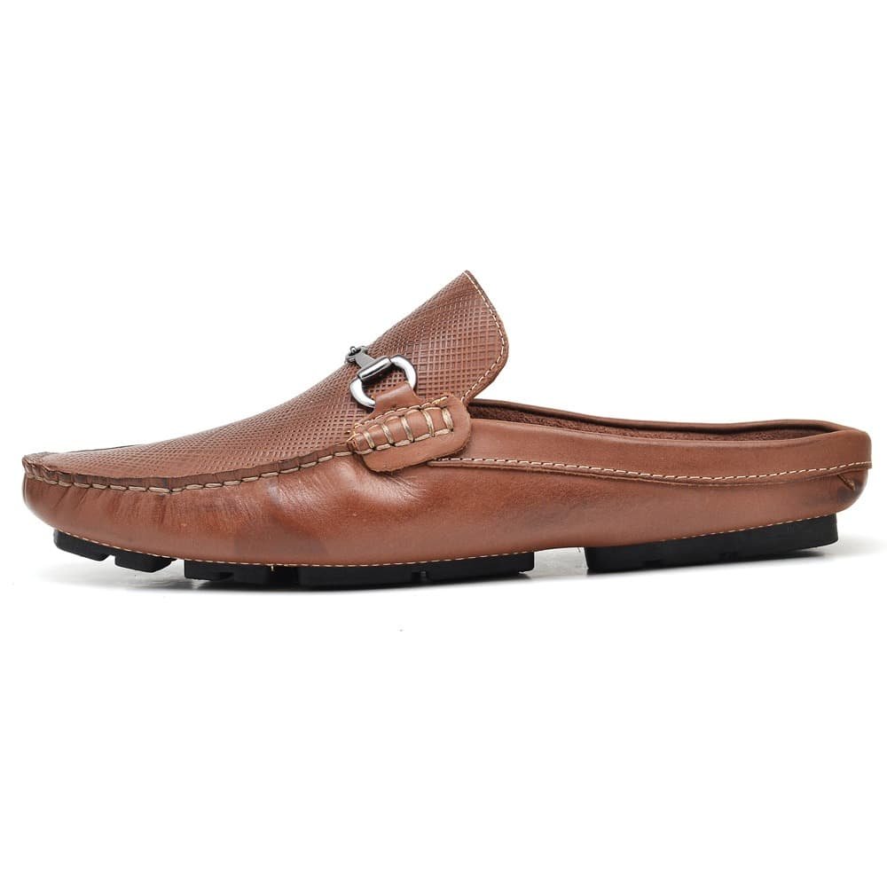 Mocassim Mule Driver Masculino de Couro Clube do Sapato de Franca R RN Sonar Marrom 2