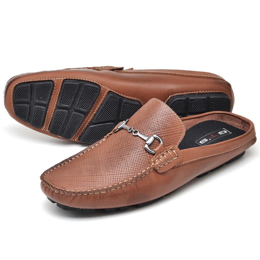 Mocassim Mule Driver Masculino de Couro Clube do Sapato de Franca R RN Sonar Marrom 3