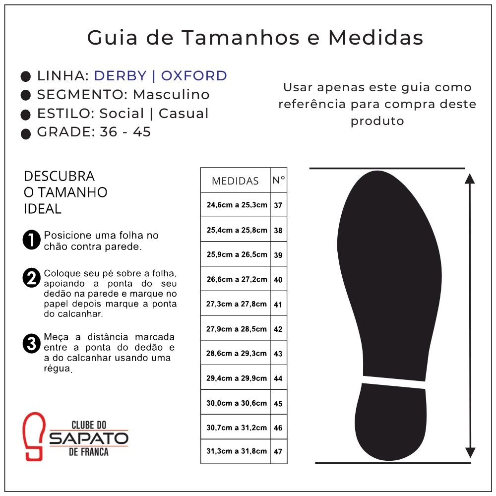Mocassim Masculino Derby Couro Oxford Clube do Sapato de Franca R RN London Marrom 5