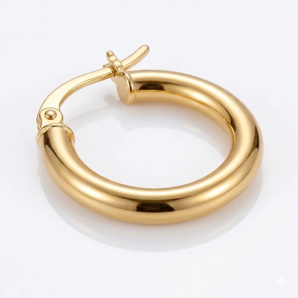 ARGOLA BASIC P COM FECHO ITALIANO BANHADA EM OURO 18K Dourado 2