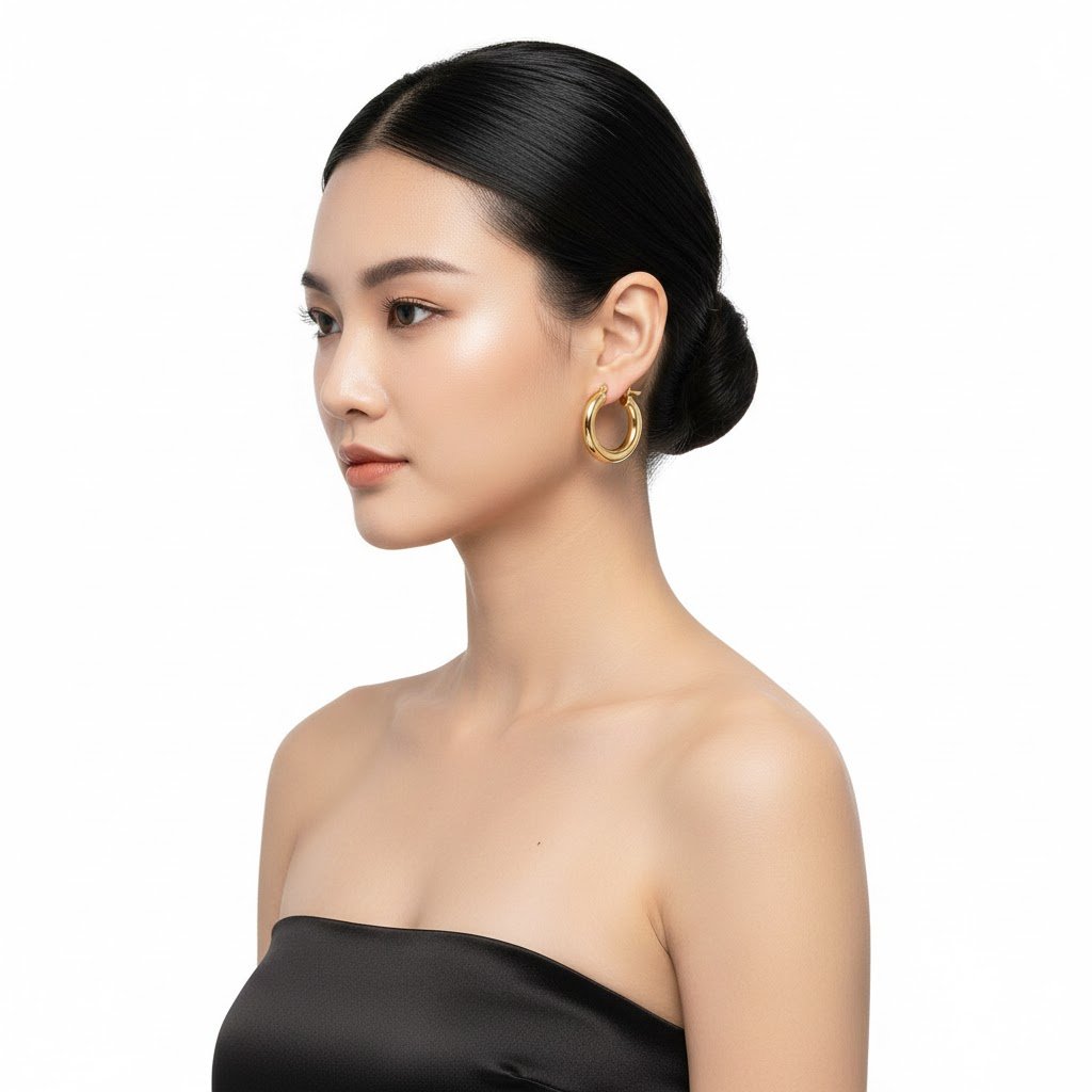ARGOLA BASIC P COM FECHO ITALIANO BANHADA EM OURO 18K Dourado 3