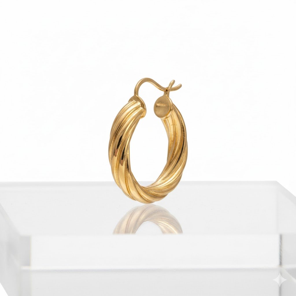 ARGOLA GUIRLANDA COM FECHO ITALIANO BANHADA EM OURO 18K