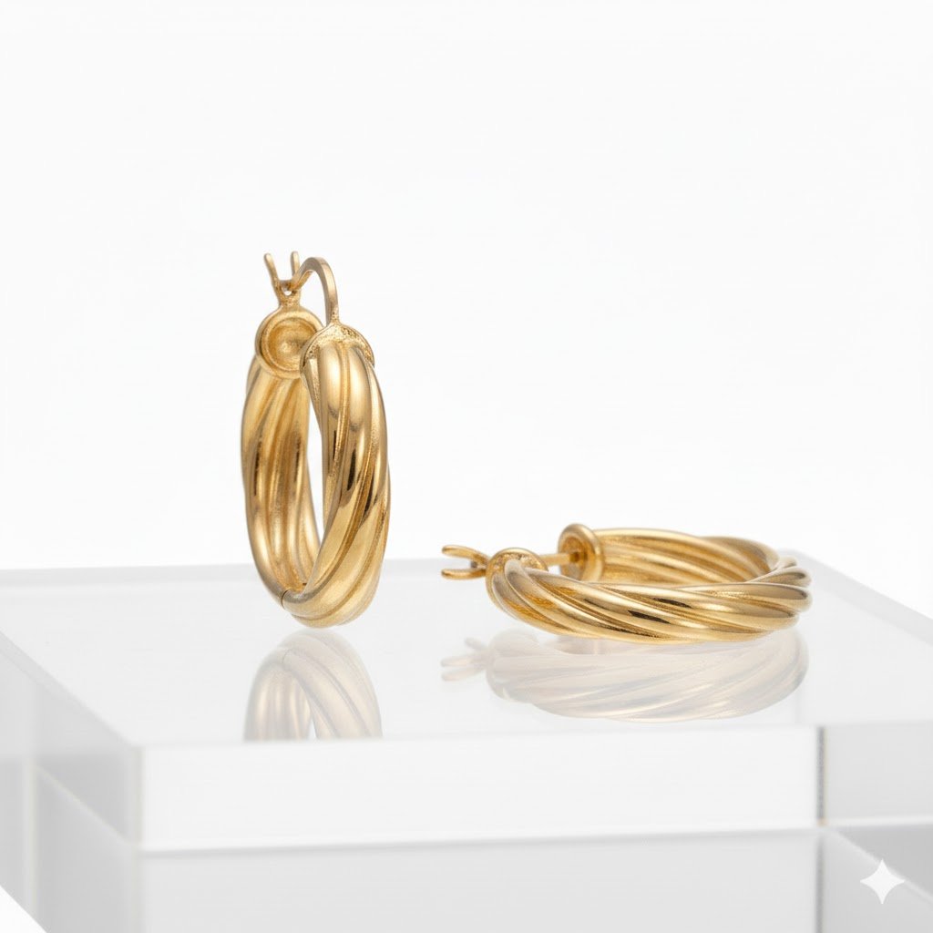 ARGOLA GUIRLANDA COM FECHO ITALIANO BANHADA EM OURO 18K Prata 2