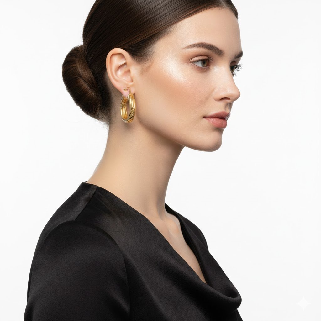 ARGOLA GUIRLANDA COM FECHO ITALIANO BANHADA EM OURO 18K Prata 3