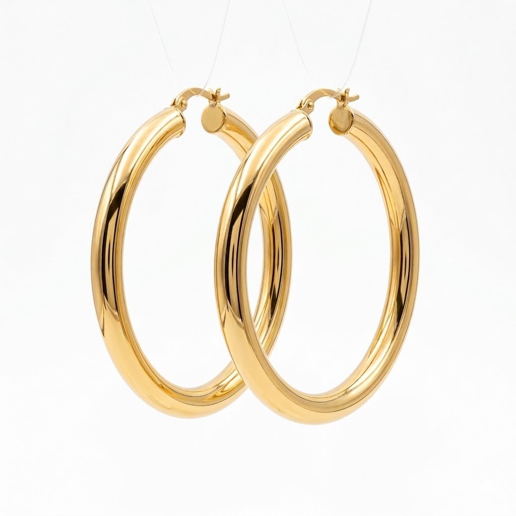 ARGOLA BASIC G COM FECHO ITALIANO BANHADA EM OURO 18K