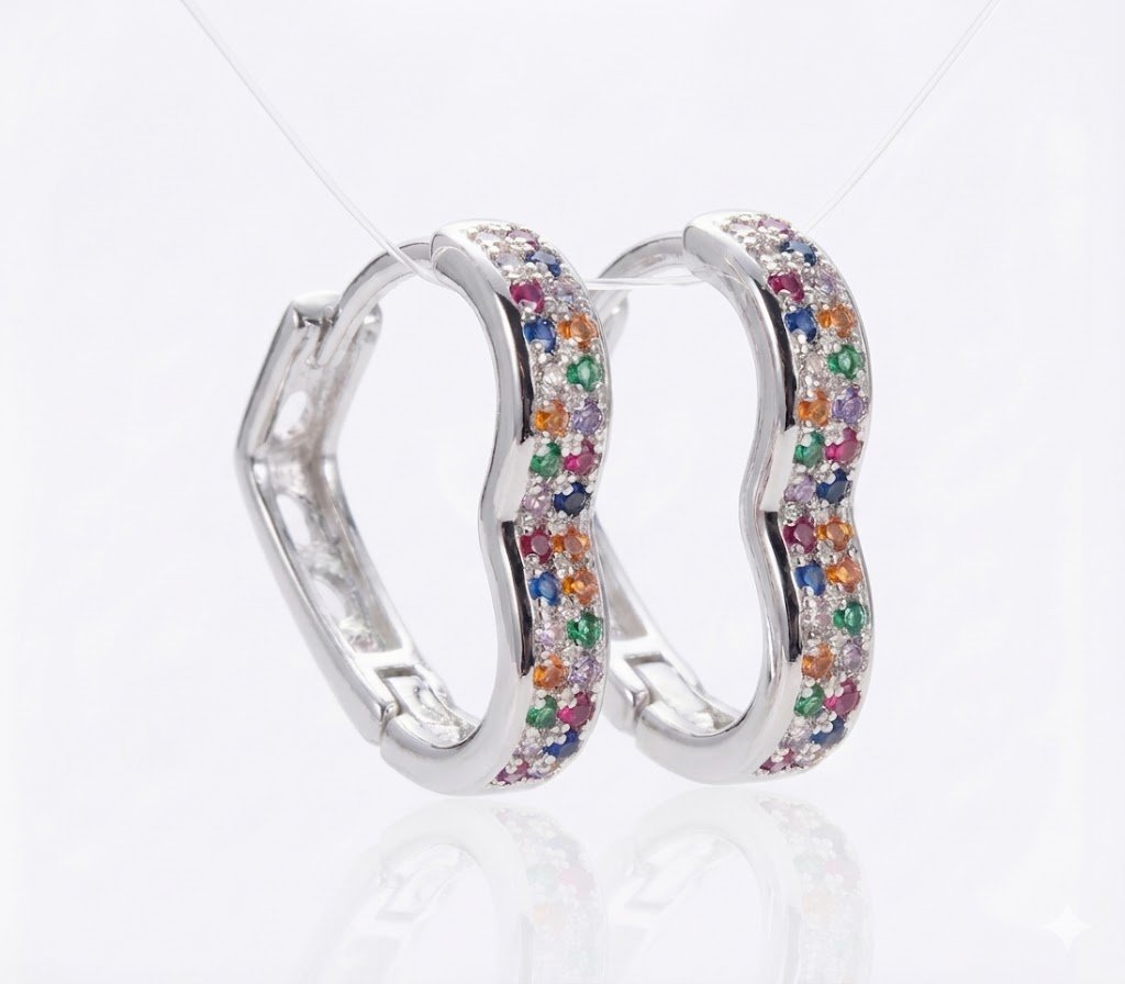 ARGOLA CORACAO CRAVEJADO ZIRCONIA BANHADO EM PRATA 925