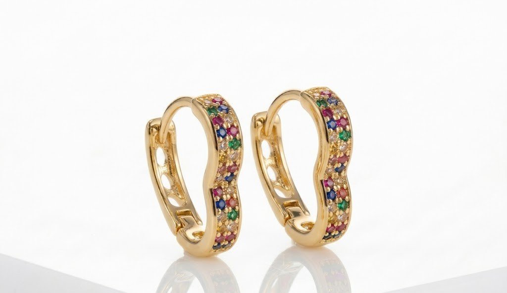 ARGOLA CORACAO CRAVEJADO ZIRCONIA BANHADO EM OURO 18K