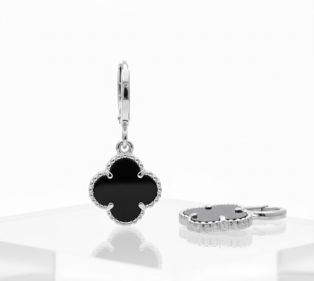 ARGOLA TREVO BLACK - BANHADO EM PRATA 925 Prata 2