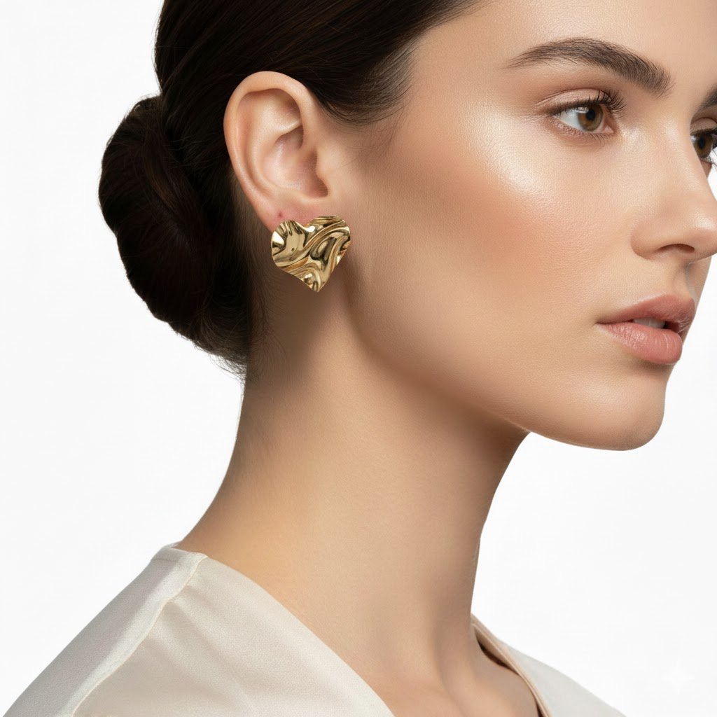 BRINCO CORACAO ORGANICO BANHADO EM OURO 18K Dourado 2