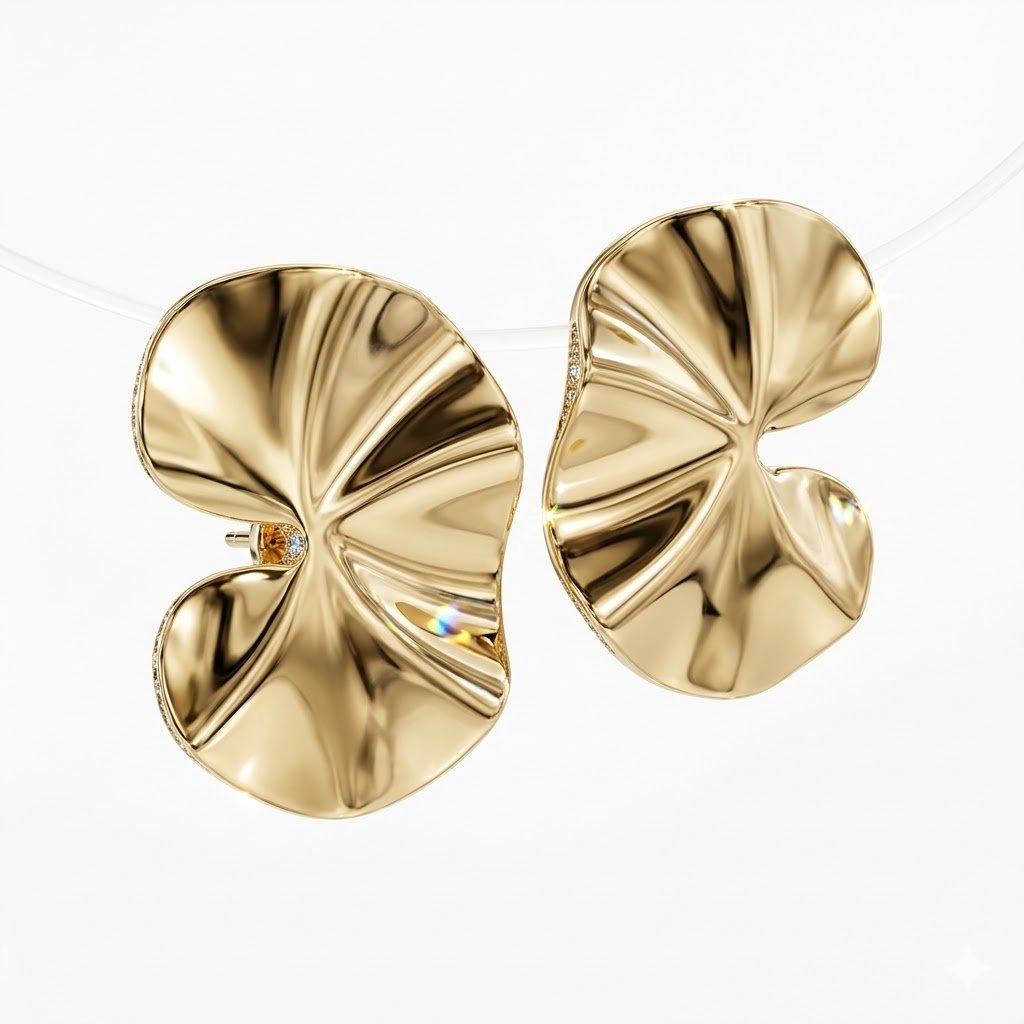 BRINCO MAXI ORGANICO FOLHA VITORIA REGIA - BANHADO EM OURO 18K